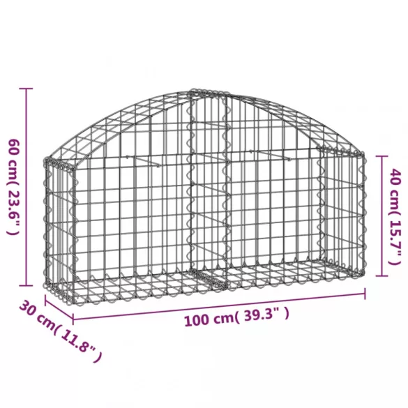íves horganyzott vas gabion kosár 100x30x40/60 cm