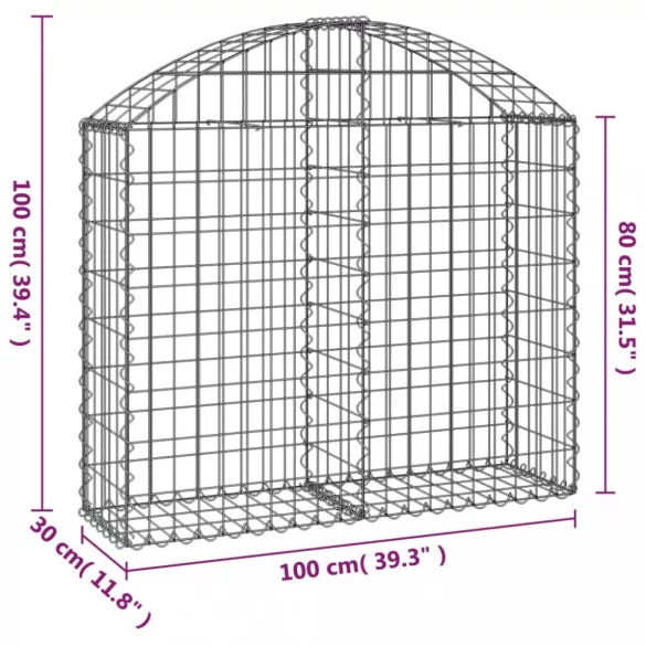 íves horganyzott vas gabion kosár 100x30x80/100 cm