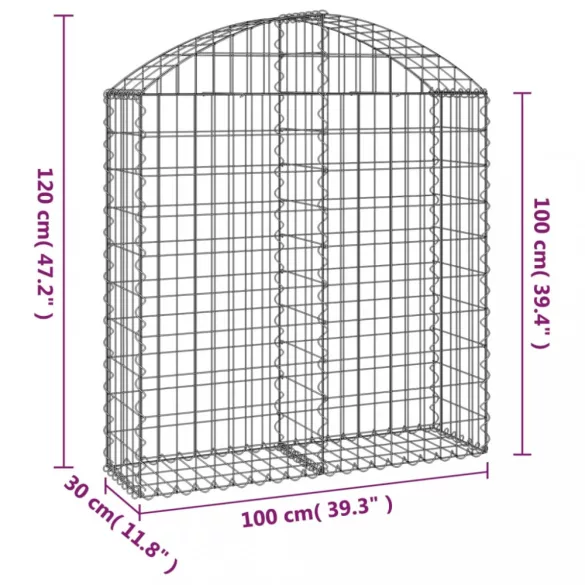 íves horganyzott vas gabion kosár 100x30x100/120 cm