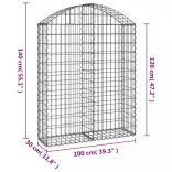 íves horganyzott vas gabion kosár 100x30x120/140 cm