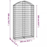 íves horganyzott vas gabion kosár 100x30x160/180 cm