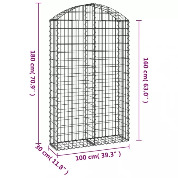 íves horganyzott vas gabion kosár 100x30x160/180 cm