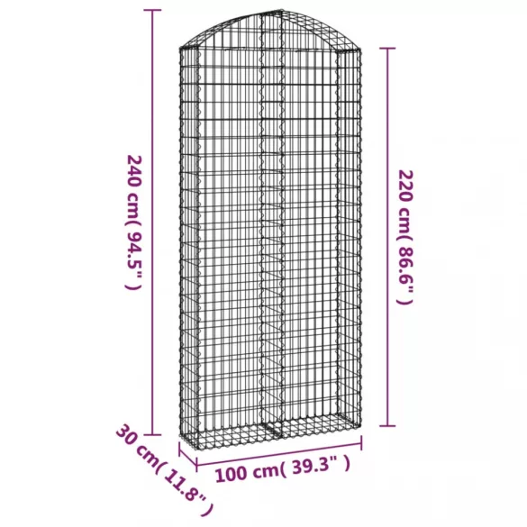 íves horganyzott vas gabion kosár 100x30x220/240 cm