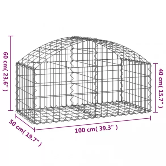 íves horganyzott vas gabion kosár 100x50x40/60 cm