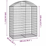 íves horganyzott vas gabion kosár 100x50x120/140 cm