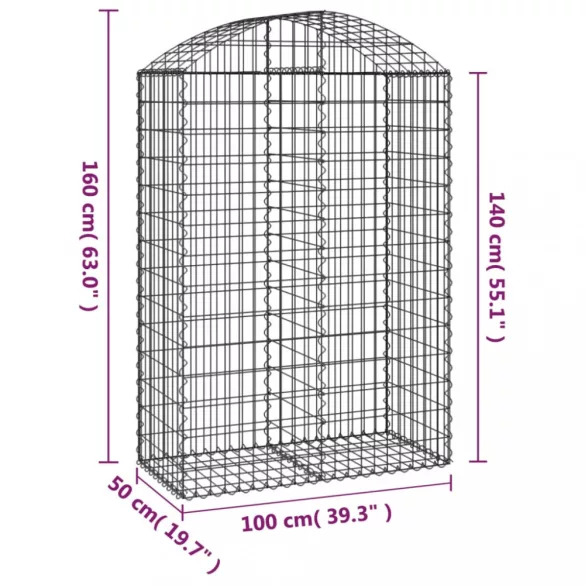 íves horganyzott vas gabion kosár 100x50x140/160 cm