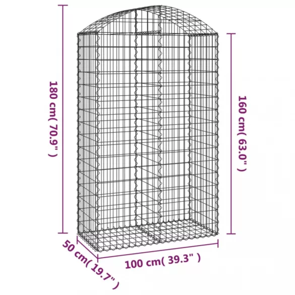 íves horganyzott vas gabion kosár 100x50x160/180 cm