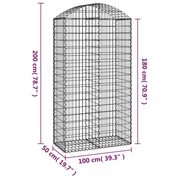 íves horganyzott vas gabion kosár 100x50x180/200 cm