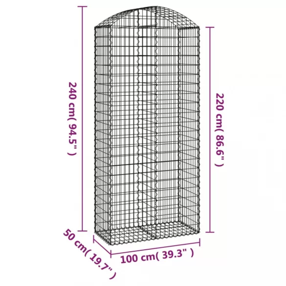 íves horganyzott vas gabion kosár 100x50x220/240 cm