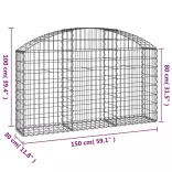íves horganyzott vas gabion kosár 150x30x80/100 cm