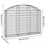 íves horganyzott vas gabion kosár 150x30x100/120 cm