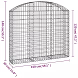 íves horganyzott vas gabion kosár 150x30x120/140 cm