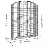 íves horganyzott vas gabion kosár 150x30x180/200 cm