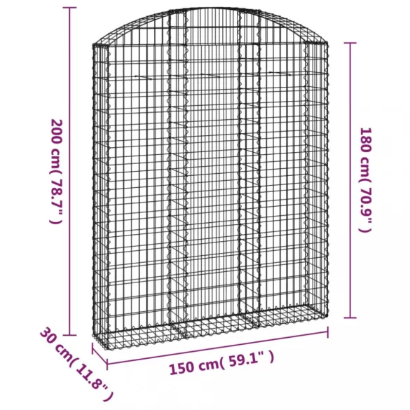 íves horganyzott vas gabion kosár 150x30x180/200 cm