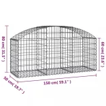 íves horganyzott vas gabion kosár 150x50x60/80 cm