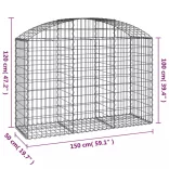 íves horganyzott vas gabion kosár 150x50x100/120 cm
