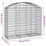 íves horganyzott vas gabion kosár 150x50x120/140 cm