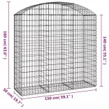 íves horganyzott vas gabion kosár 150x50x140/160 cm