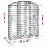 íves horganyzott vas gabion kosár 150x50x160/180 cm