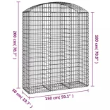íves horganyzott vas gabion kosár 150x50x180/200 cm