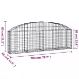 íves horganyzott vas gabion kosár 200x30x60/80 cm