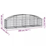 íves horganyzott vas gabion kosár 200x50x40/60 cm