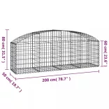 íves horganyzott vas gabion kosár 200x50x60/80 cm