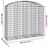 íves horganyzott vas gabion kosár 200x50x160/180 cm
