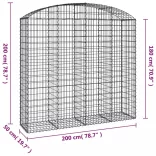 íves horganyzott vas gabion kosár 200x50x180/200 cm