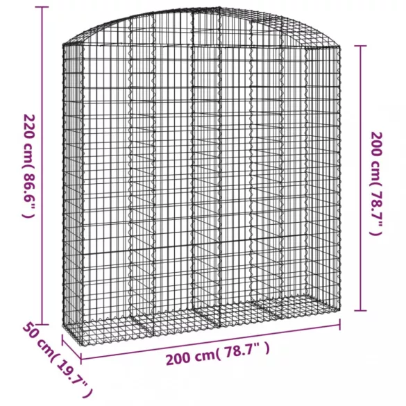 íves horganyzott vas gabion kosár 200x50x200/220 cm