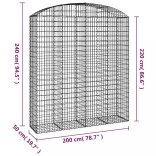 íves horganyzott vas gabion kosár 200x50x220/240 cm