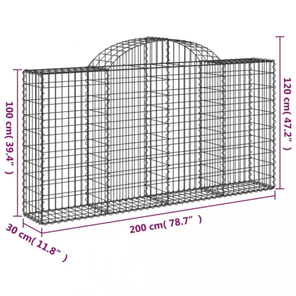 íves horganyzott vas gabion kosár 200x30x100/120 cm