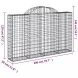 íves horganyzott vas gabion kosár 200x30x120/140 cm