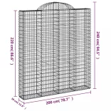 íves horganyzott vas gabion kosár 200x30x220/240 cm