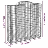 íves horganyzott vas gabion kosár 200x50x200/220 cm
