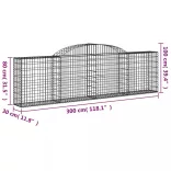 íves horganyzott vas gabion kosár 300 x 30 x 80/100 cm