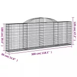íves horganyzott vas gabion kosár 300 x 30 x 100/120 cm