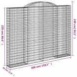 íves horganyzott vas gabion kosár 300 x 30 x 220/240 cm