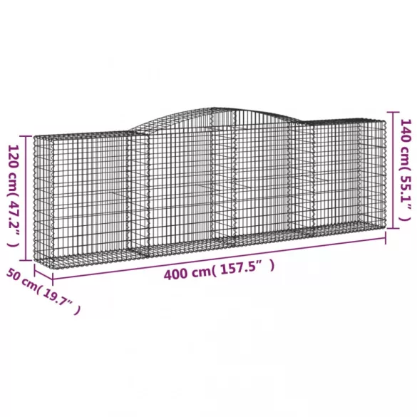 íves horganyzott vas gabion kosár 400x50x120/140 cm