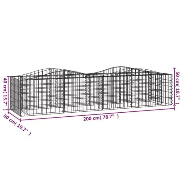 íves horganyzott vas gabion magaságyás 200x50x50 cm