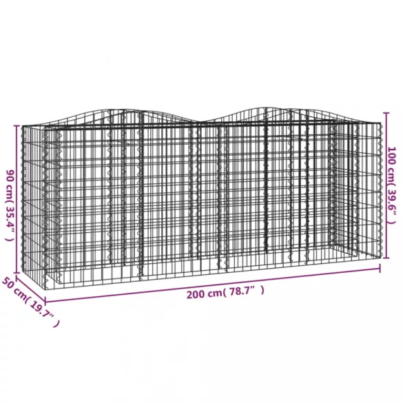 íves horganyzott vas gabion magaságyás 200x50x100 cm