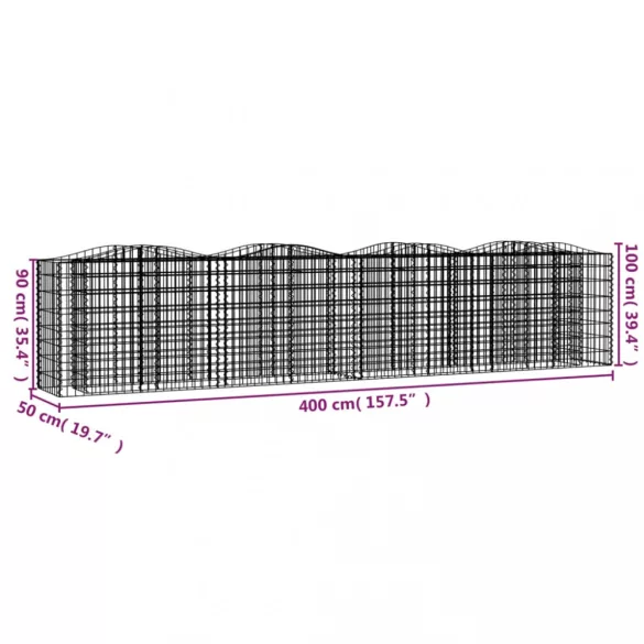 íves horganyzott vas gabion magaságyás 400x50x100 cm