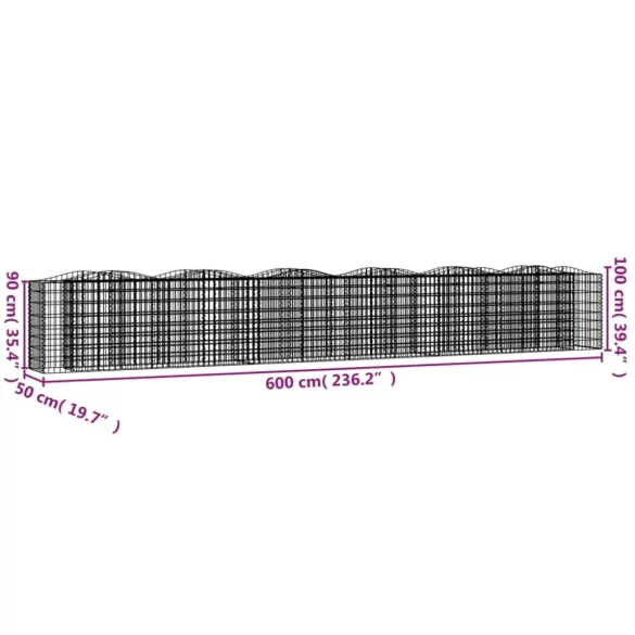 íves horganyzott vas gabion magaságyás 600 x 50 x 100 cm