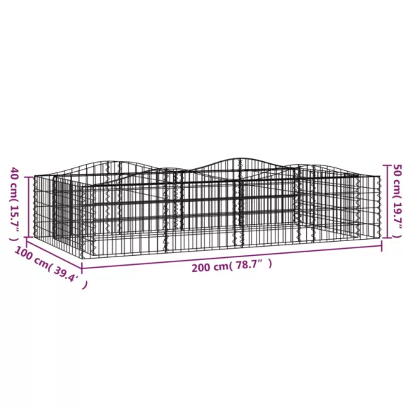 íves horganyzott vas gabion magaságyás 200x100x50 cm