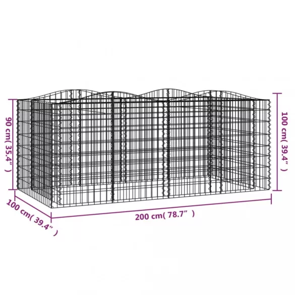íves horganyzott vas gabion magaságyás 200 x 100 x 100 cm