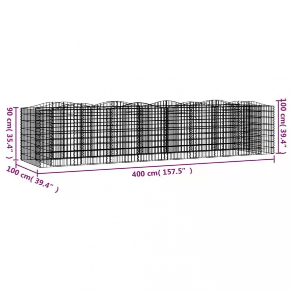 íves horganyzott vas gabion magaságyás 400 x 100 x 100 cm