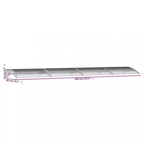 fekete polikarbonát ajtóelőtető 400 x 75 cm