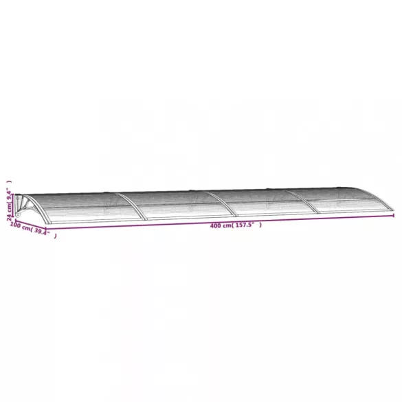 fekete polikarbonát ajtóelőtető 400 x 100 cm