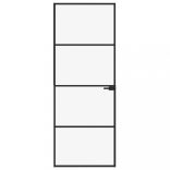 fekete edzett üveg és alumínium vékony beltéri ajtó 76x201,5 cm