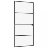 fekete edzett üveg és alumínium vékony beltéri ajtó 93x201,5 cm